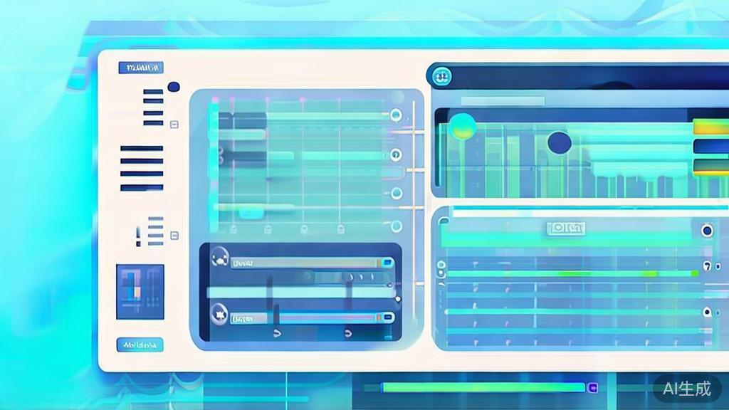 Flat vector illustration of video editing features, dashboard style, soft blue gradient