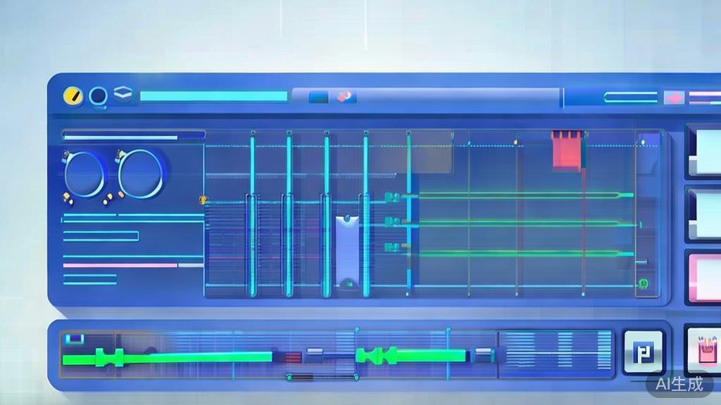 Flat vector illustration of video editing features, dashboard style, soft blue gradient