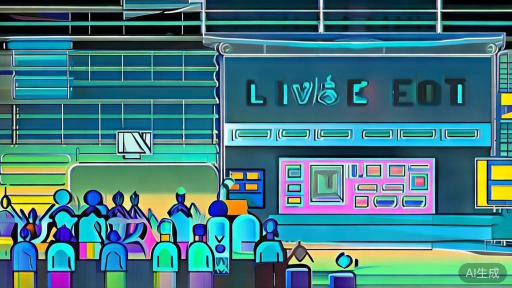 High-quality business illustration regarding brand live event with audience engagement, minimal flat design