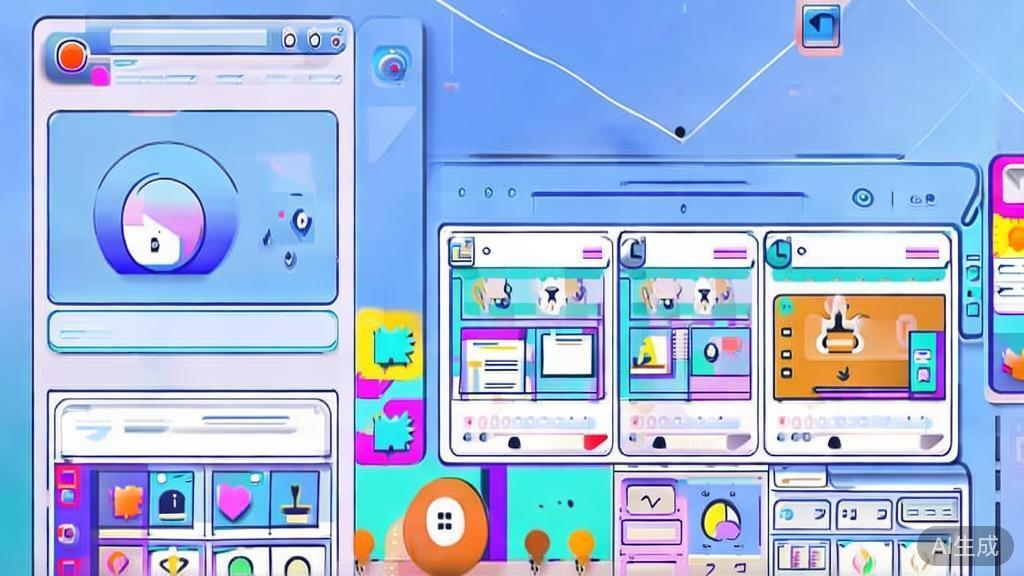 Flat vector illustration of social media engagement campaign with user-generated content, dashboard style, soft blue gradient