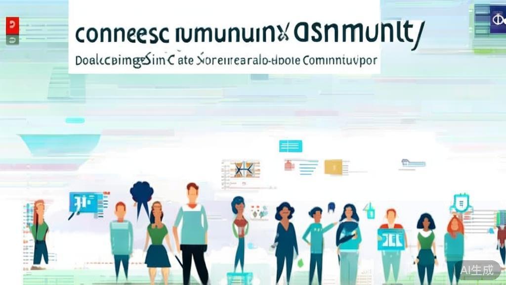"High-quality business illustration regarding user community interaction, minimal flat design"