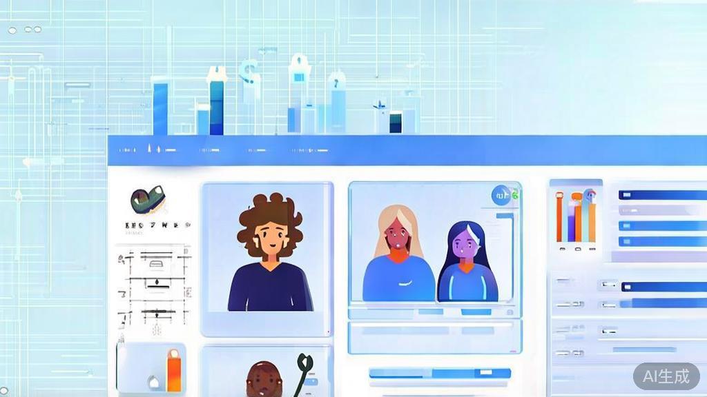 Flat vector illustration of audience engagement in videos, dashboard style, soft blue gradient