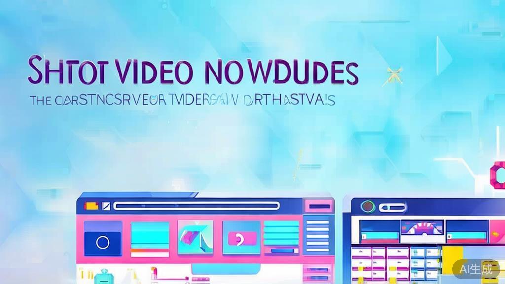 "Flat vector illustration of future trends in short video creation, dashboard style, soft blue gradient"