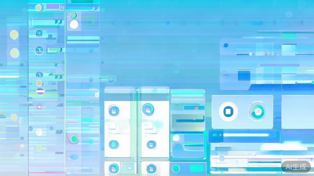 Flat vector illustration of diverse short video content, dashboard style, soft blue gradient