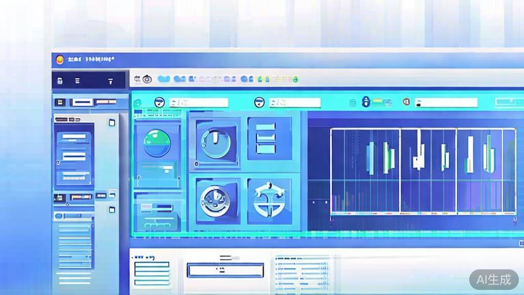 Flat vector illustration of advanced video creation tools, dashboard style, soft blue gradient