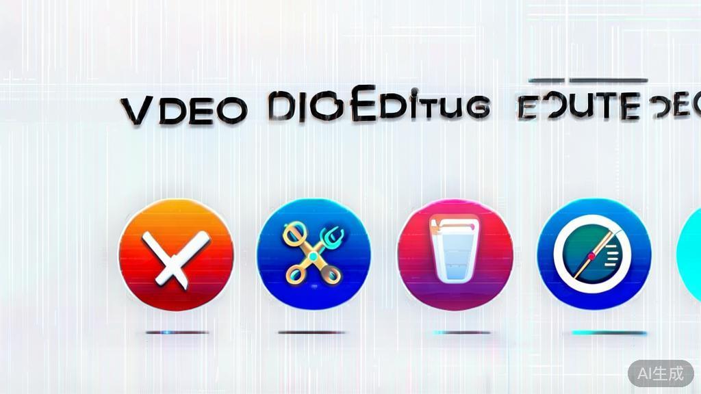 "High-quality business illustration regarding video editing features, minimal flat design"