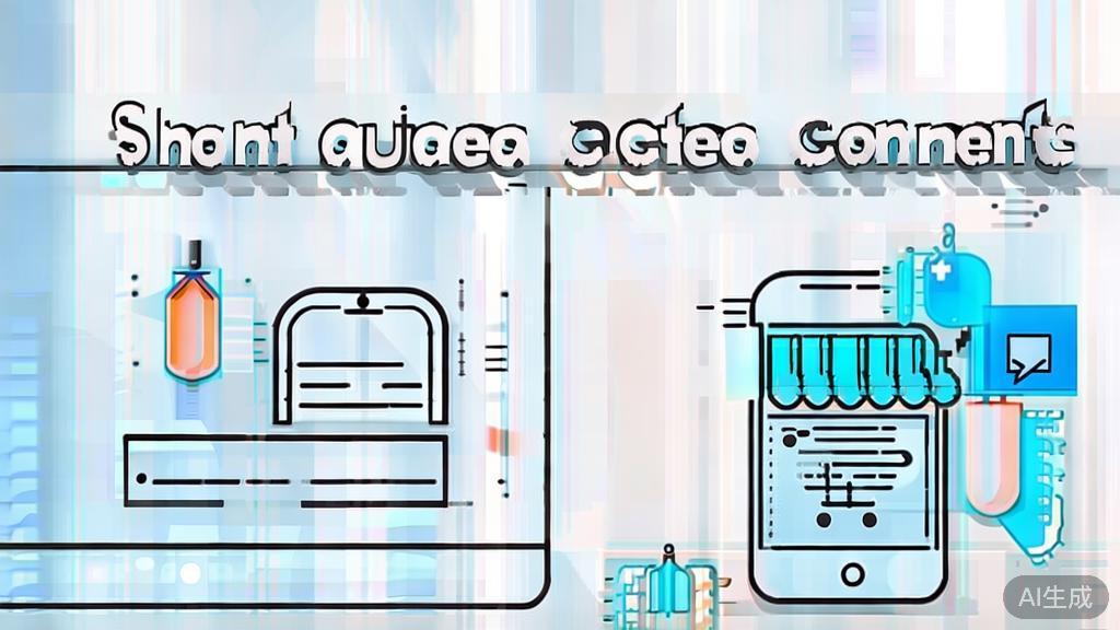 "High-quality business illustration regarding short video and e-commerce integration, minimal flat design"