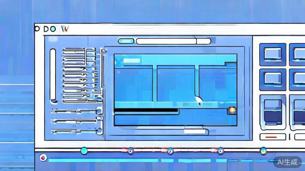 Flat vector illustration of video editing software, dashboard style, soft blue gradient