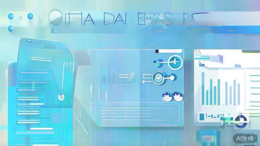 Flat vector illustration of data analysis concept, dashboard style, soft blue gradient