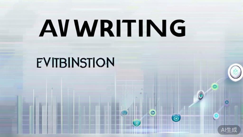 High-quality business illustration regarding AI writing trends, minimal flat design