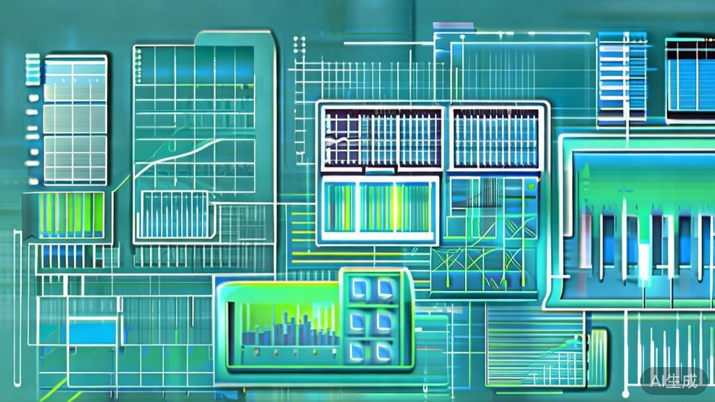 "High-quality business illustration showing data processing in software, with visual elements like charts and graphs, minimal flat design"