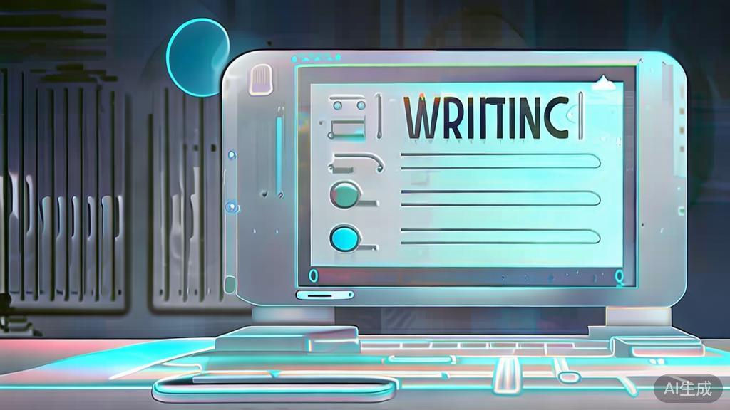 "High-quality business illustration regarding AI writing tools, minimal flat design"