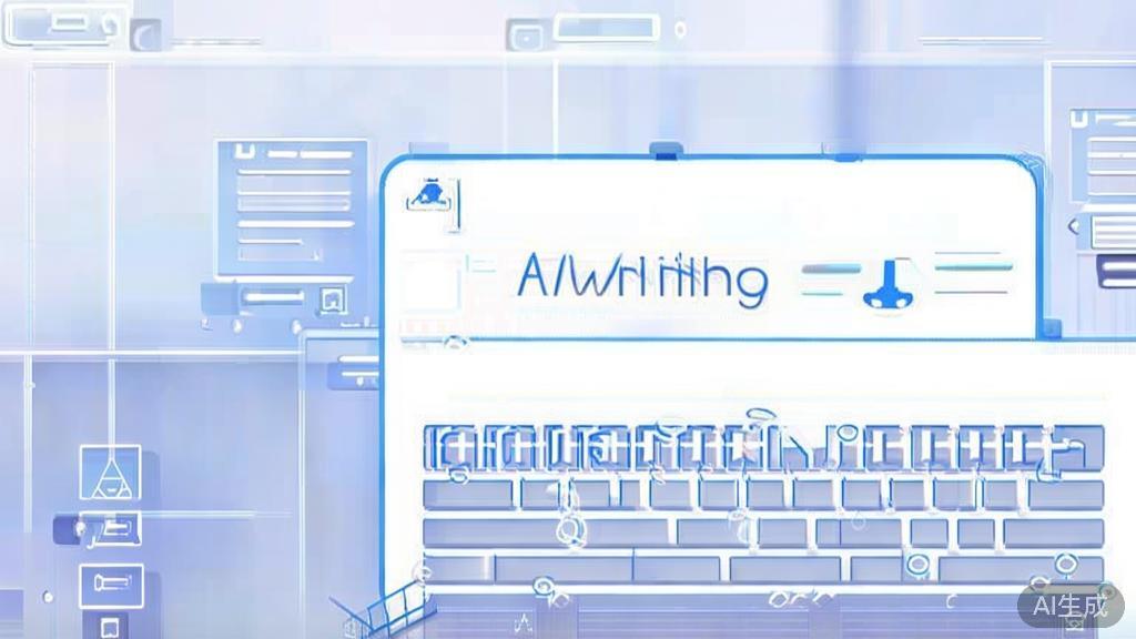 High-quality business illustration regarding AI writing tools, minimal flat design