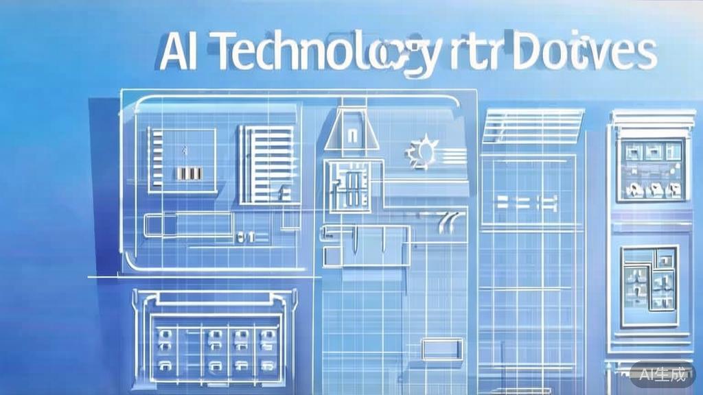 Flat vector illustration of AI technology choices, dashboard style, soft blue gradient