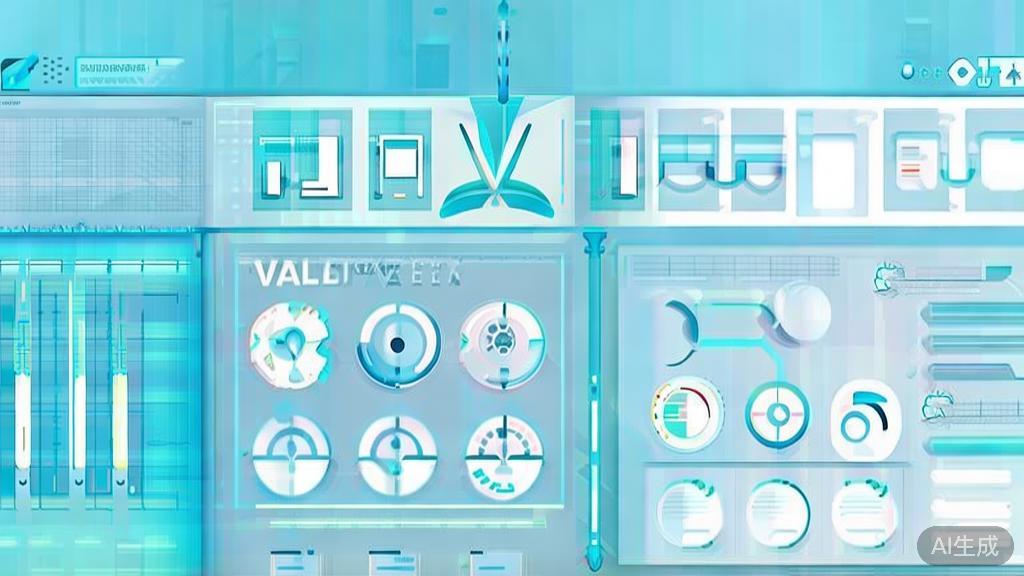 Flat vector illustration of partnership evaluation process, dashboard style, soft blue gradient