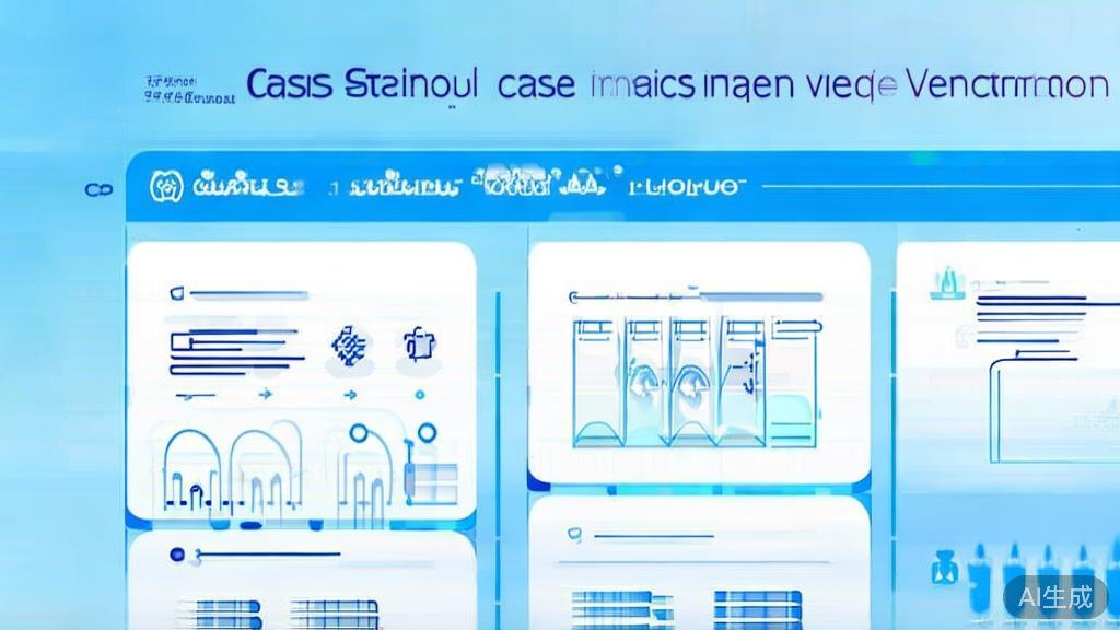 Flat vector illustration of successful case studies in image verification, dashboard style, soft blue gradient