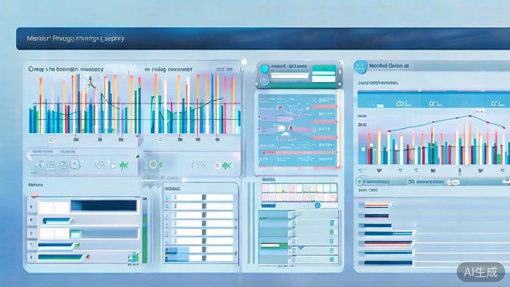 Flat vector illustration of market changes in photography, dashboard style, soft blue gradient