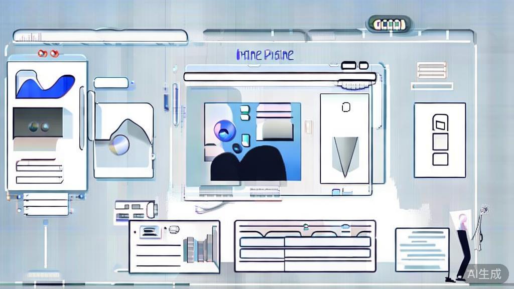 "High-quality business illustration regarding AI image generation in advertising, minimal flat design"