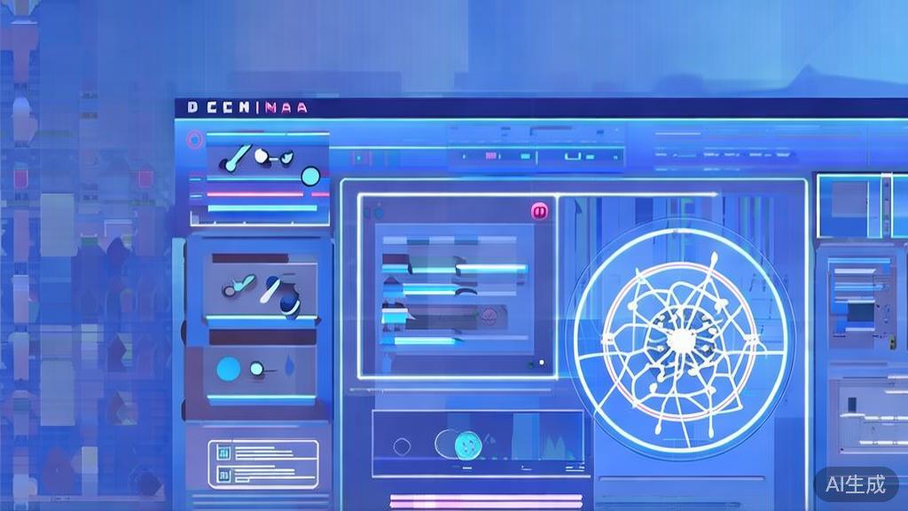 Flat vector illustration of deep learning technology, dashboard style, soft blue gradient