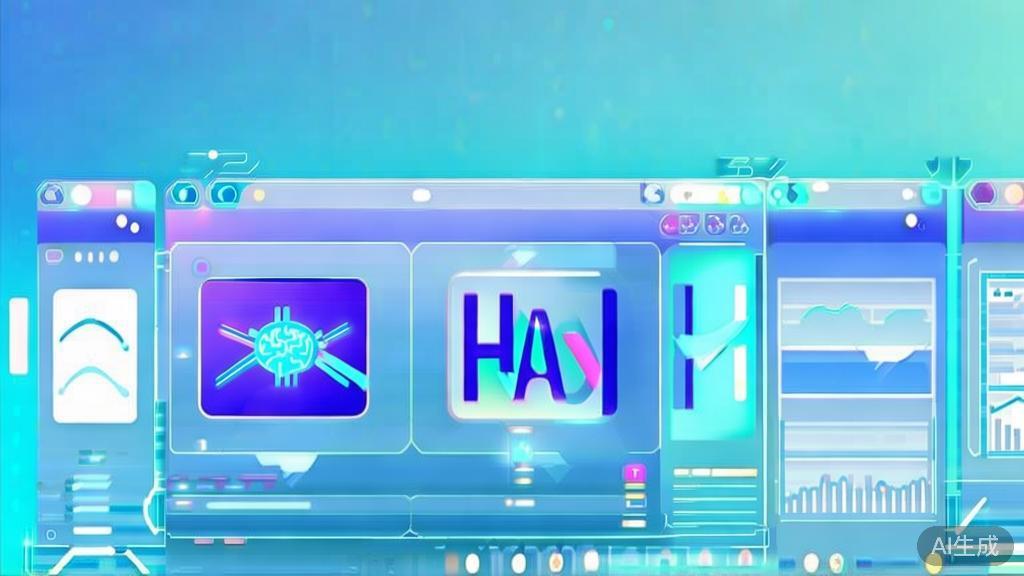 Flat vector illustration of AI transforming image processing, dashboard style, soft blue gradient