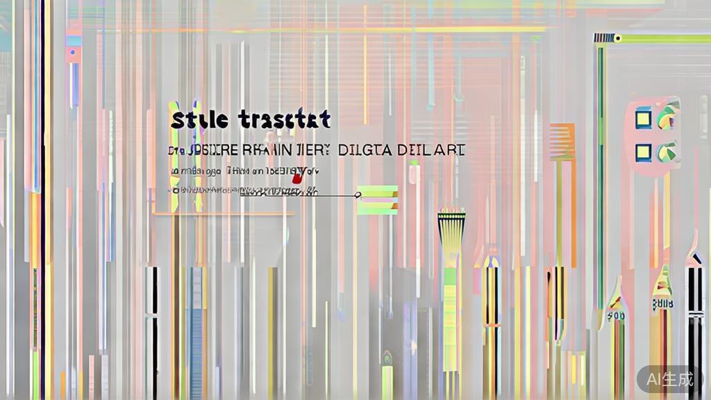 "High-quality business illustration regarding style transfer in digital art, minimal flat design"