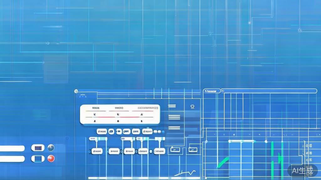 Flat vector illustration of software interface, dashboard style, soft blue gradient