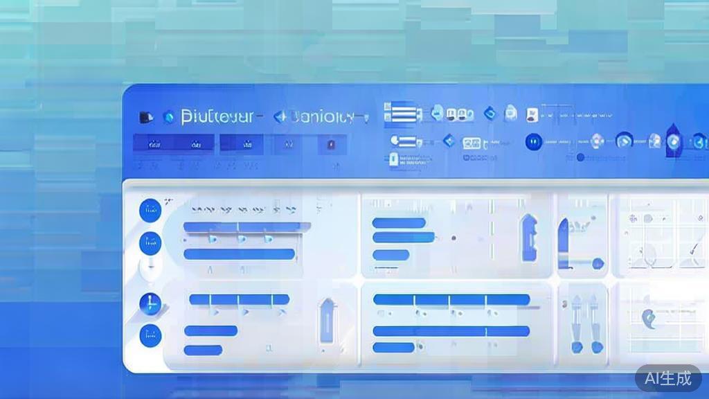 Flat vector illustration of user interface design, dashboard style, soft blue gradient