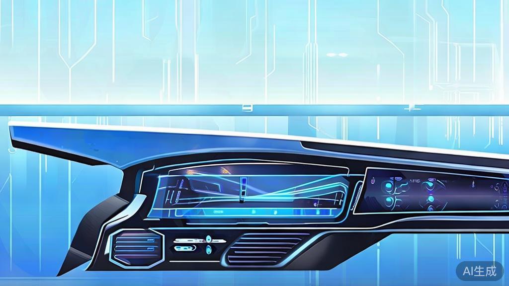 Flat vector illustration of future technology concept, dashboard style, soft blue gradient