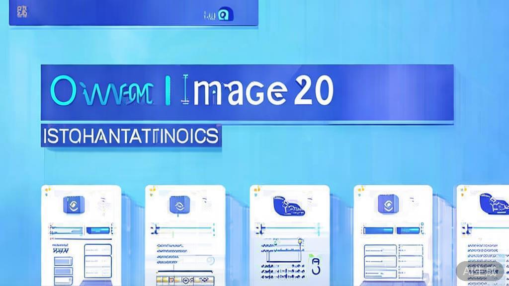 Flat vector illustration of Qwen-Image-2.0 installation process, dashboard style, soft blue gradient