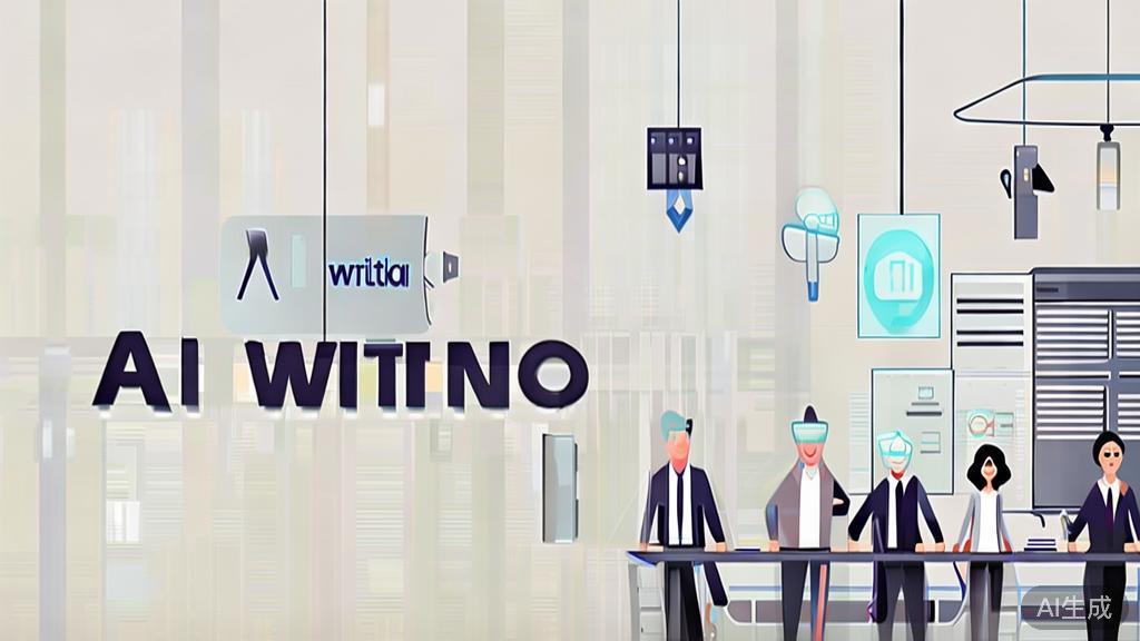 High-quality business illustration regarding AI writing challenges, minimal flat design