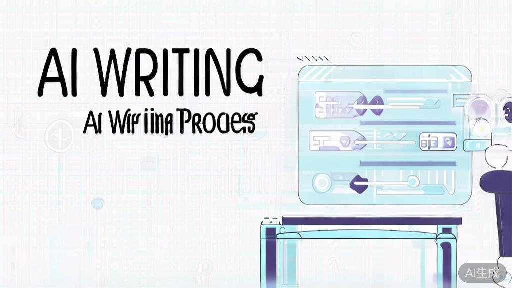 High-quality business illustration regarding AI writing process, minimal flat design