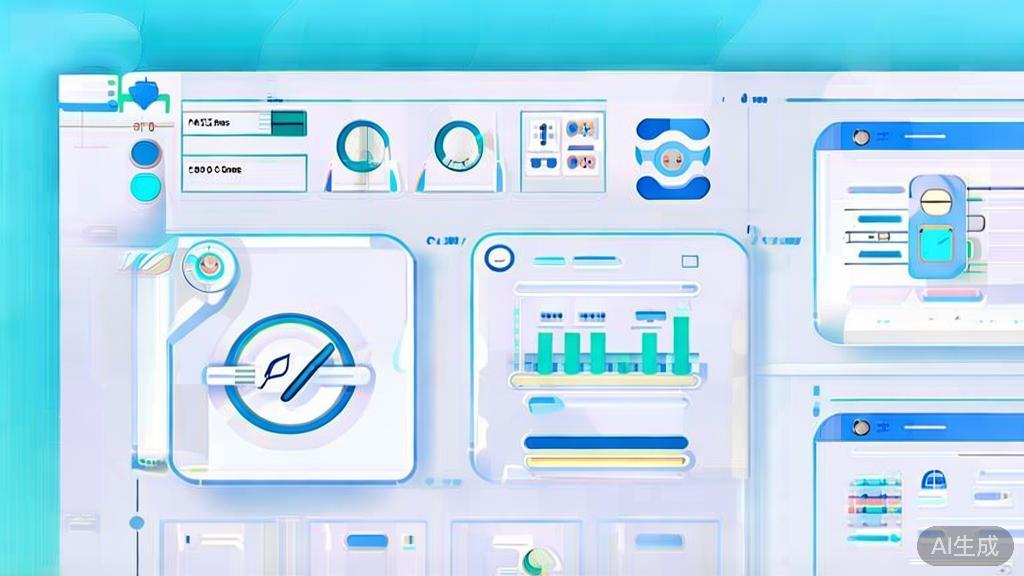 Flat vector illustration of successful AI writing case studies, dashboard style, soft blue gradient