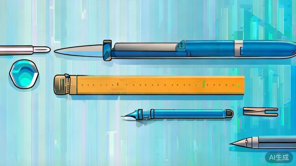 Flat vector illustration of traditional writing tools, dashboard style, soft blue gradient
