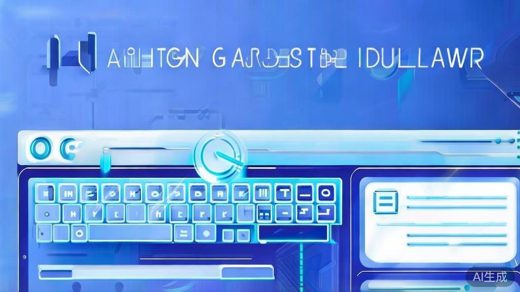Flat vector illustration of AI writing tools in use, dashboard style, soft blue gradient