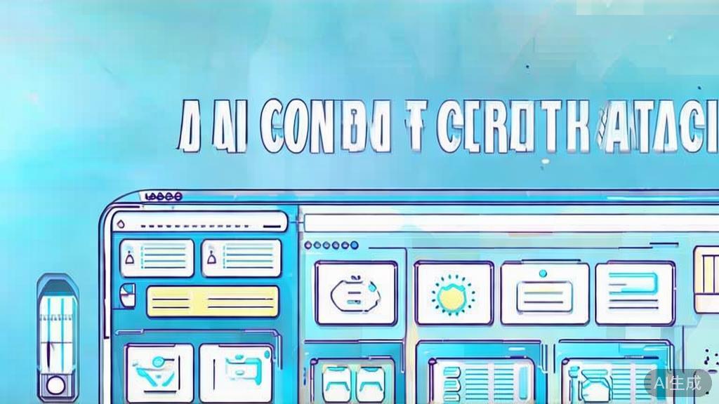 Flat vector illustration of future trends in AI content creation, dashboard style, soft blue gradient