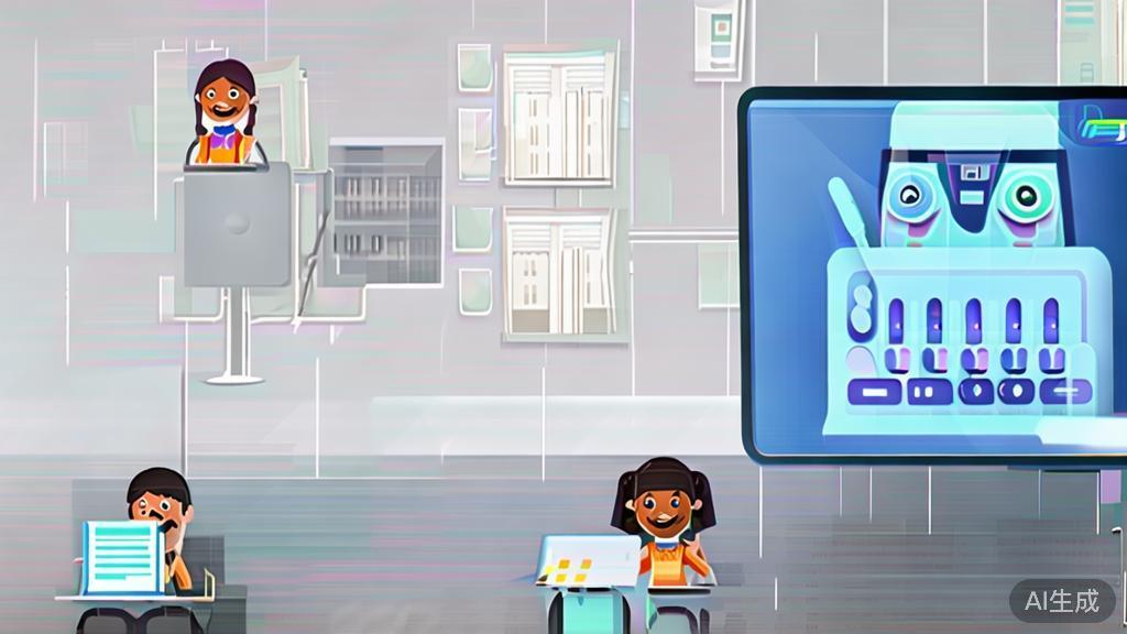 High-quality business illustration regarding AI in education, minimal flat design
