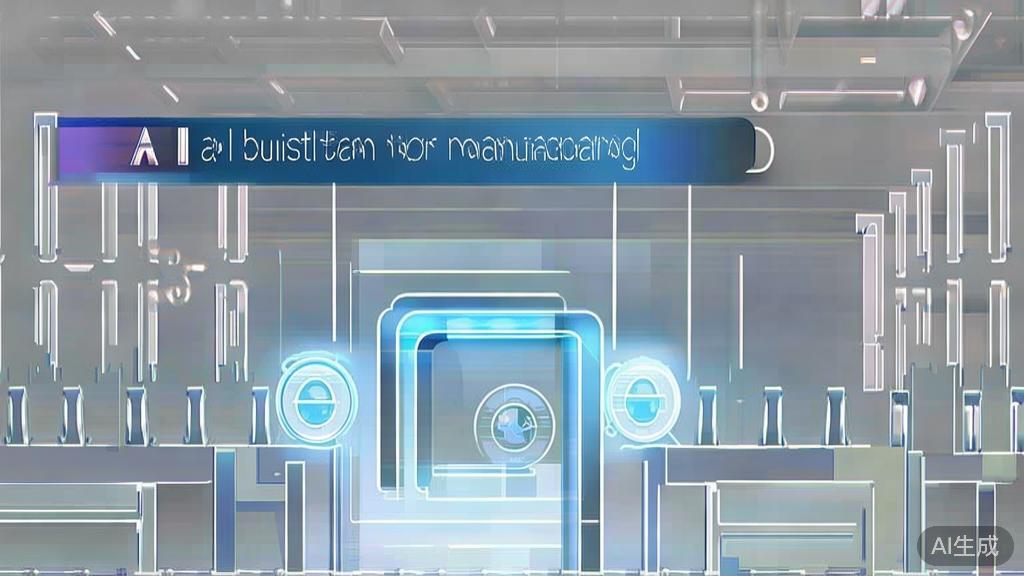 "High-quality business illustration regarding AI in manufacturing, minimal flat design"