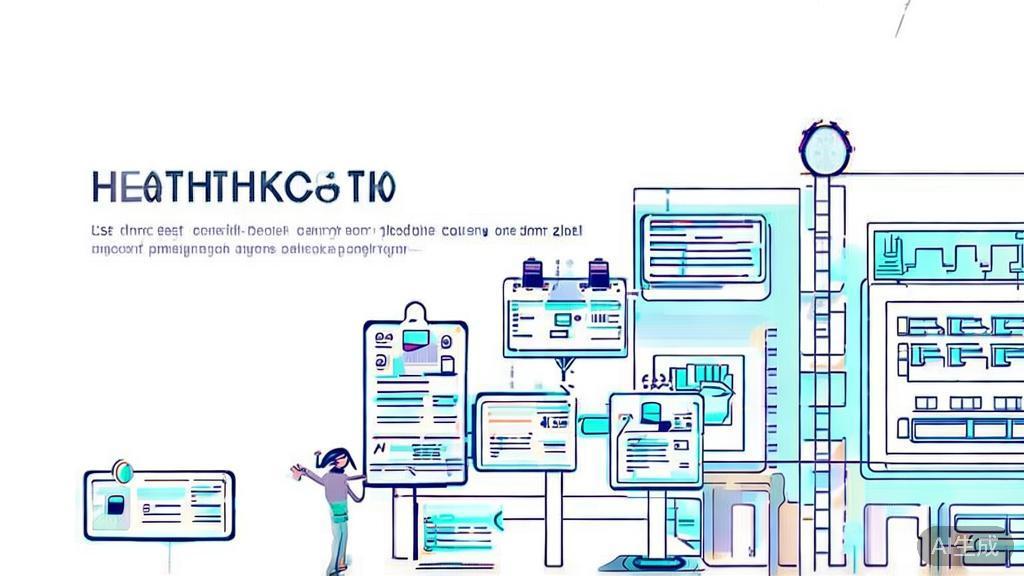 "High-quality business illustration regarding AI in healthcare, minimal flat design"