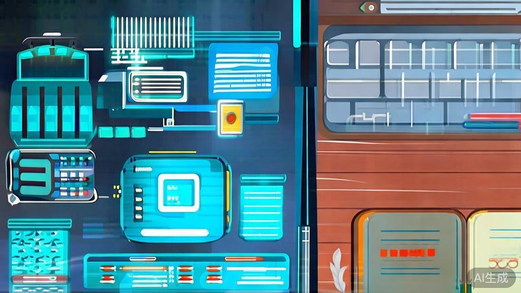 "Flat vector illustration comparing AI and traditional entrepreneurship, high quality design"
