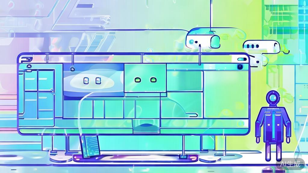 High-quality business illustration of entrepreneurship and AI, minimal flat design