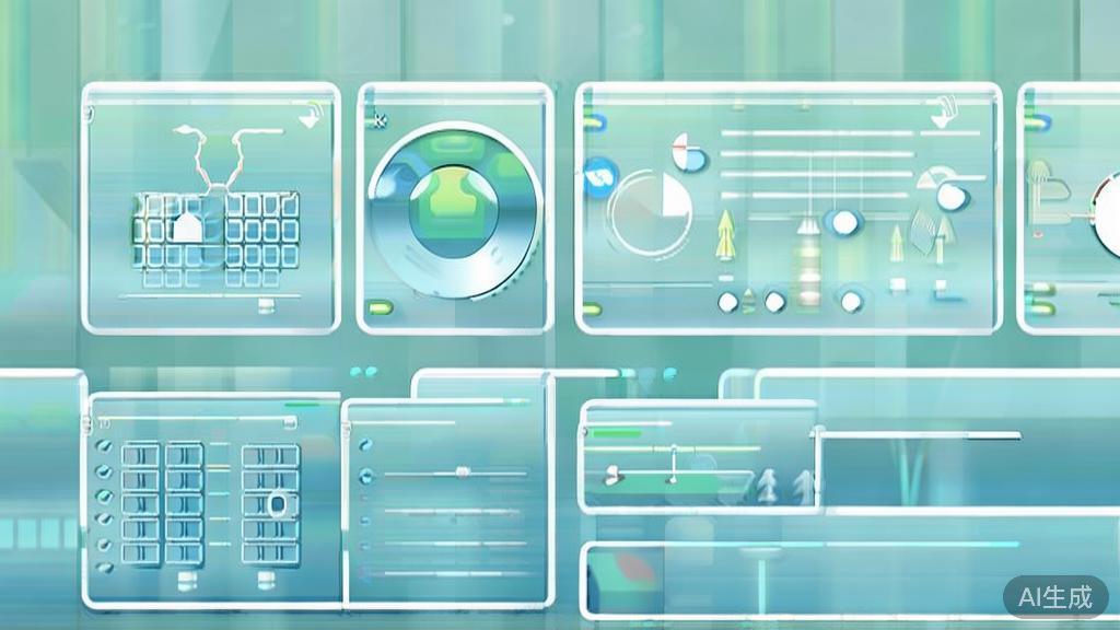 Flat vector illustration of sustainable development, dashboard style, soft blue gradient