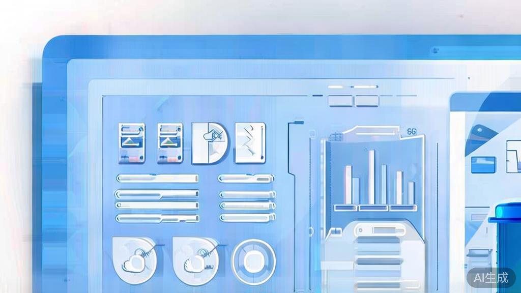 Flat vector illustration of social media entrepreneurship, dashboard style, soft blue gradient