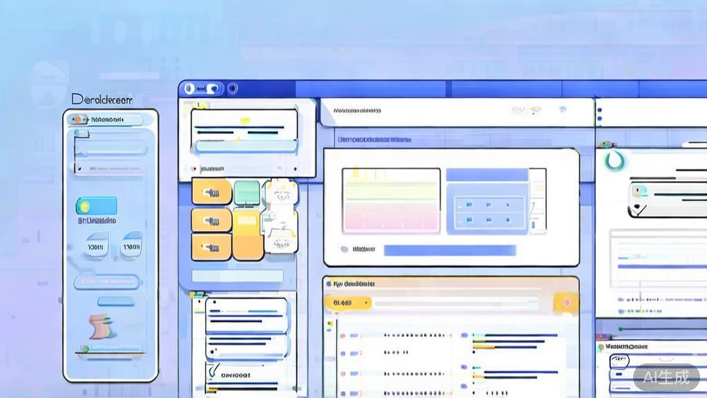 Flat vector illustration of online education platform, dashboard style, soft blue gradient