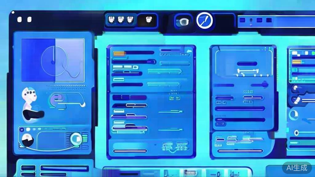 Flat vector illustration of AI automating project tasks, dashboard style, soft blue gradient