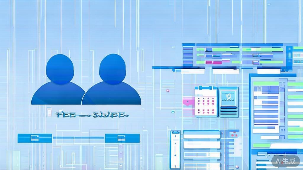 Flat vector illustration of effective team management for small studios, dashboard style, soft blue gradient