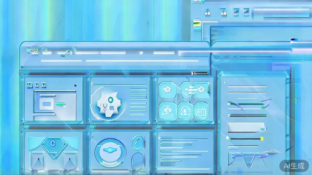 Flat vector illustration of personalized content generation, dashboard style, soft blue gradient