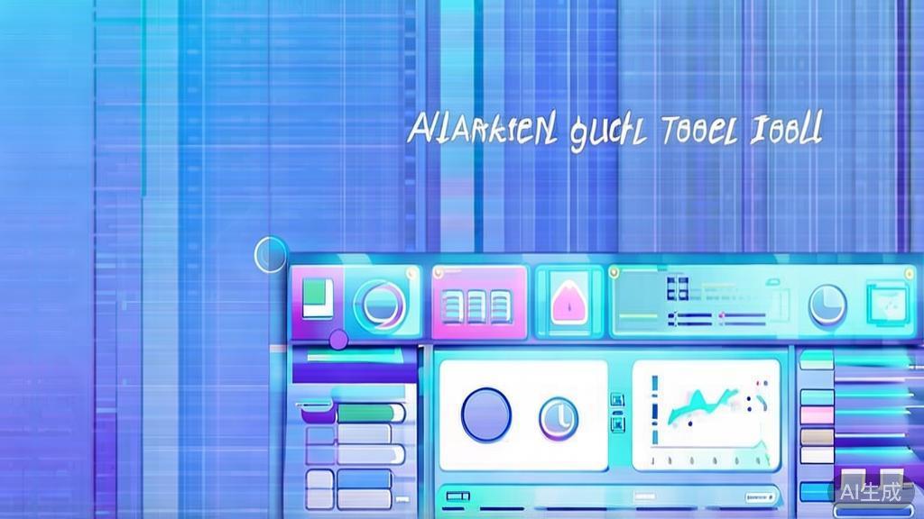 Flat vector illustration of AI-driven marketing tool, dashboard style, soft blue gradient