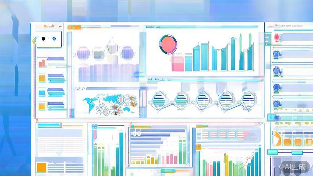 Flat vector illustration of market research concept, dashboard style, soft blue gradient