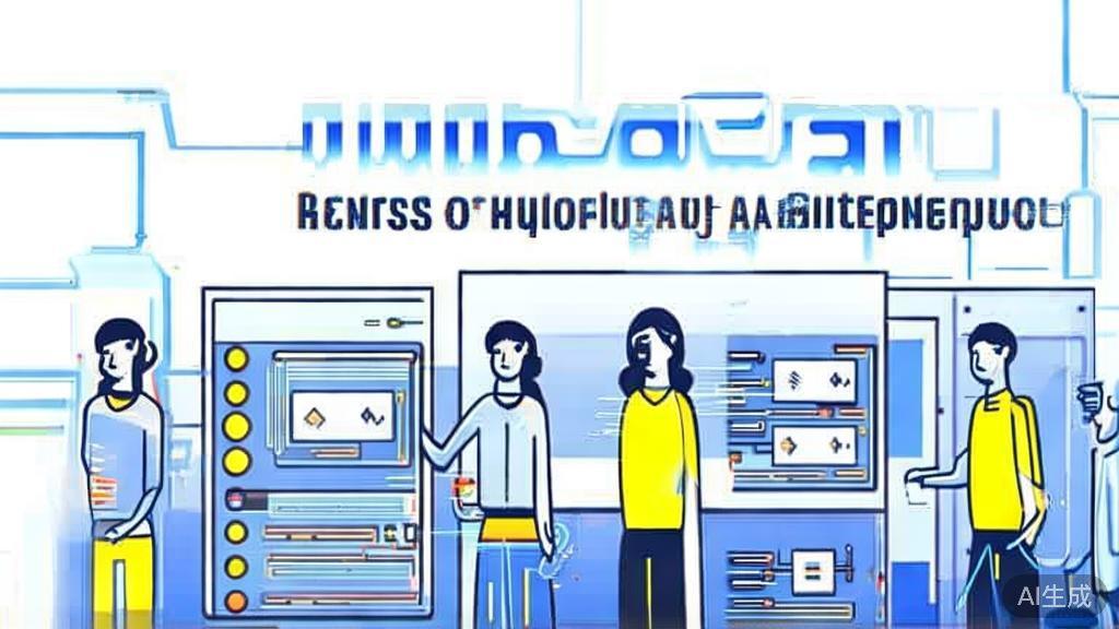 High-quality business illustration depicting challenges faced by entrepreneurs using AI, minimal flat design