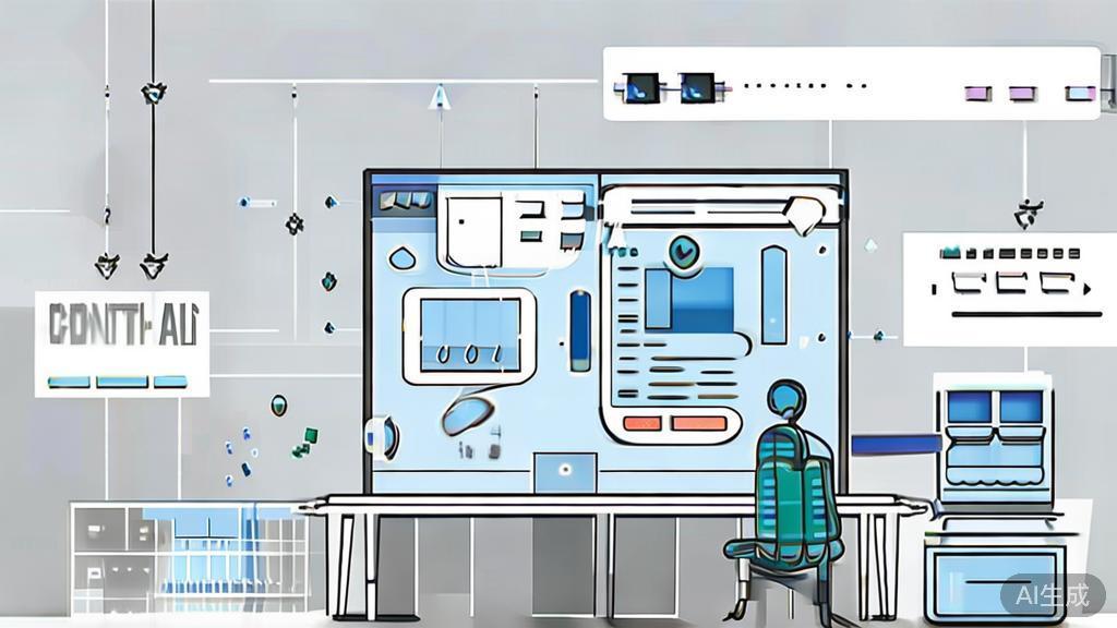 High-quality business illustration regarding AI content creation, minimal flat design